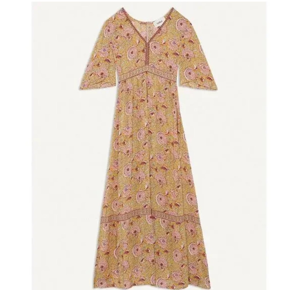 ba&sh NWT Valley Floral Maxi Dress in Yellow and Pink Boho Cottagecore - Picture 4 of 14